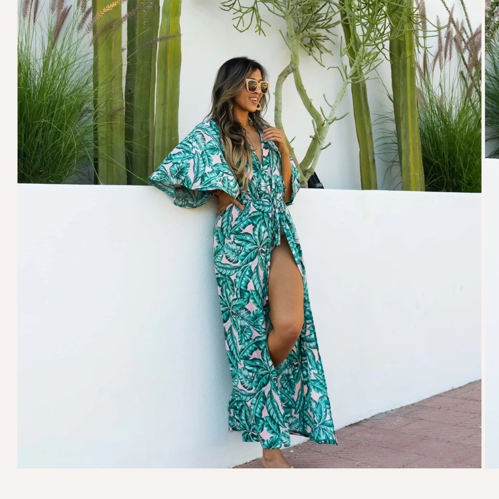 Kenny flowers watercolors Beverly Hills long kimono swimsuit coverup
